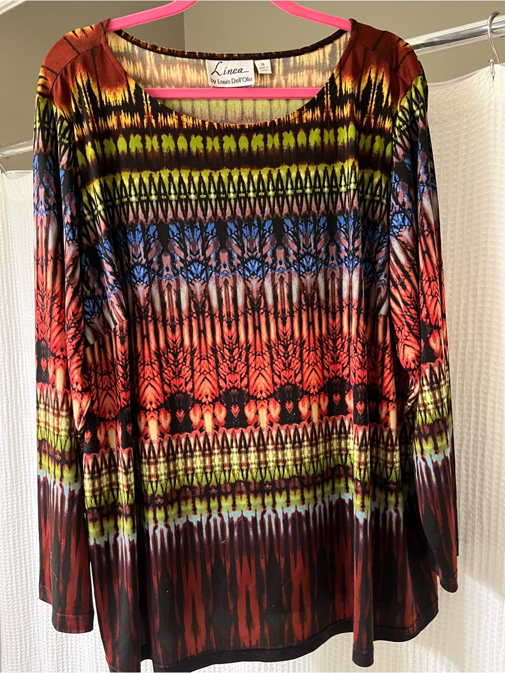 Linea by Louis Dell'Olio Multicolor Long-Sleeve Knit Top — Red, Green, Blue